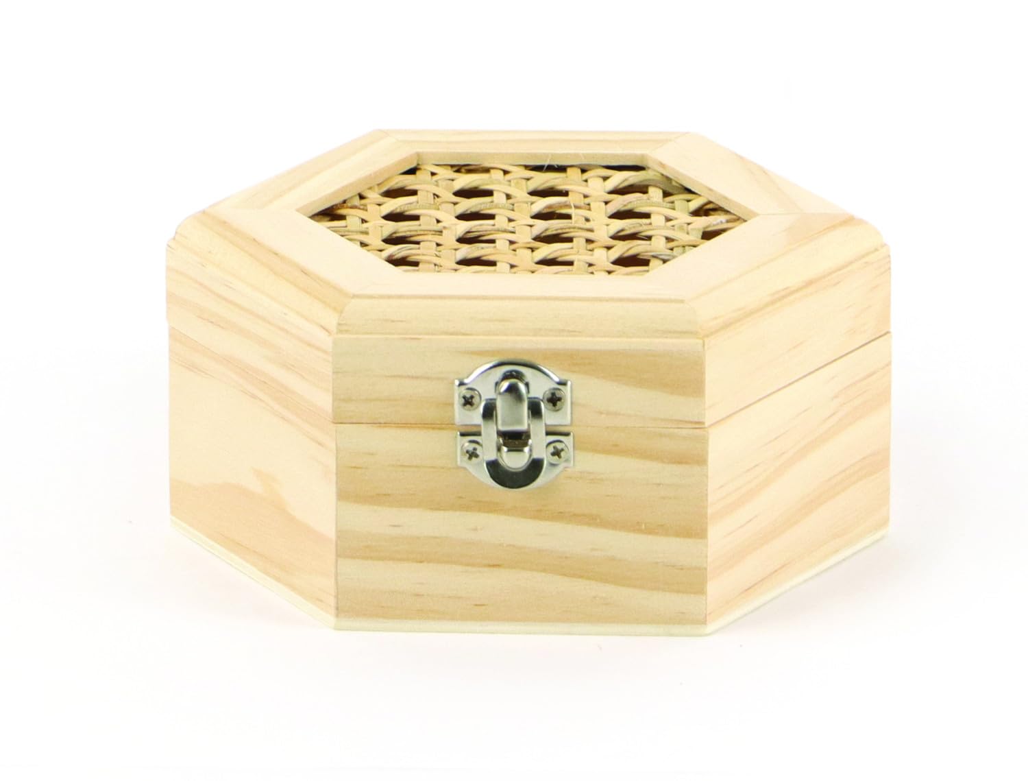 Boîte en bois hexagonale contre le désordre : écrin cannage Graine Créative 16.5 cm