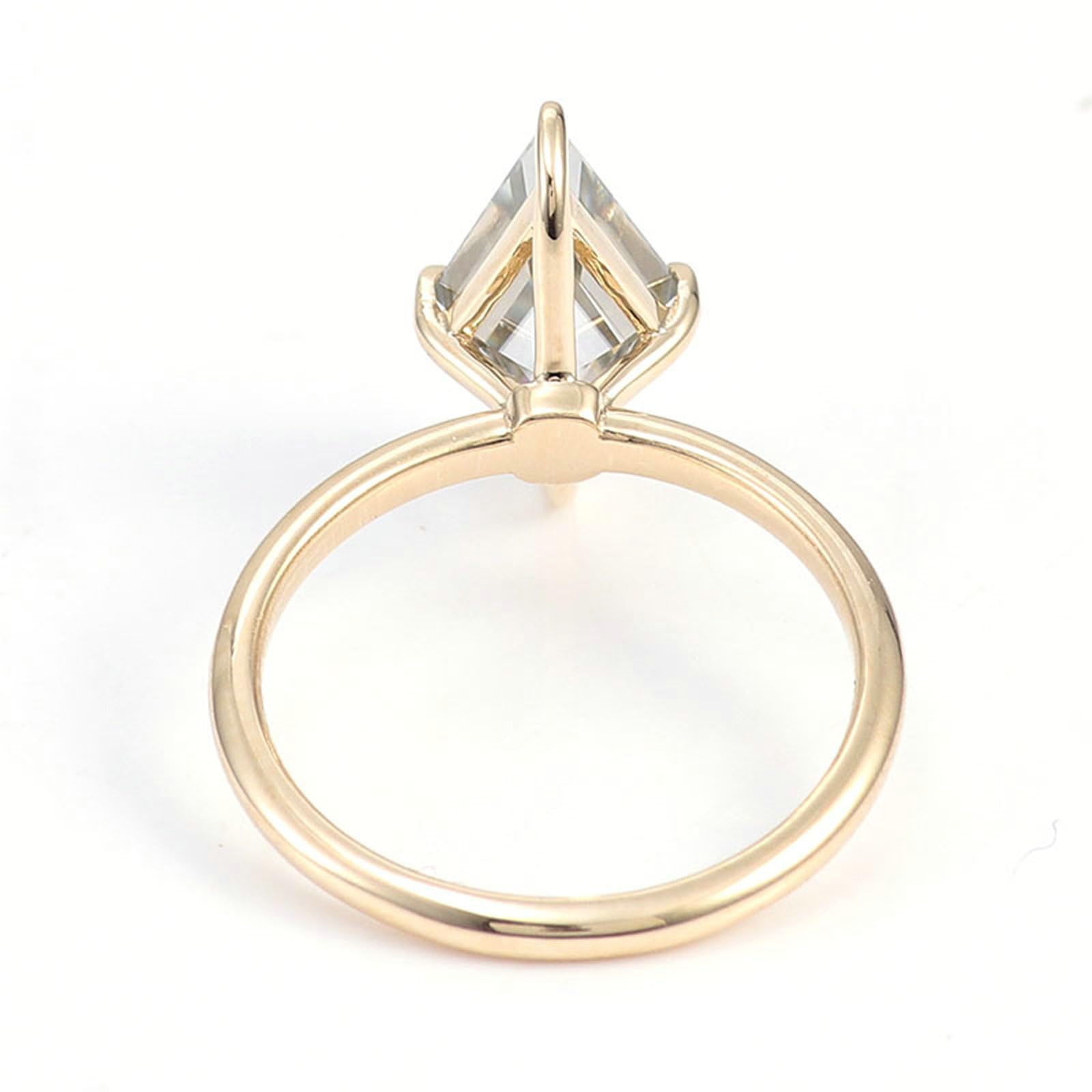 Pierścionki damskie Zaręczynowe, 14K Żółte Złoto Prosty Pierścionek z 3 końcówkami Moissanite Kropla 1ct-3ct Pierścionki Ślubne Kobiety Żółte Złoto dla Obietnicy