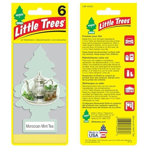 Image of LITTLE TREES Air Fresheners Car Air Freshener. Hanging Tree Provides Long Lasting Scent for Auto or Home. Moroccan Mint Tea, 24 Air Fresheners