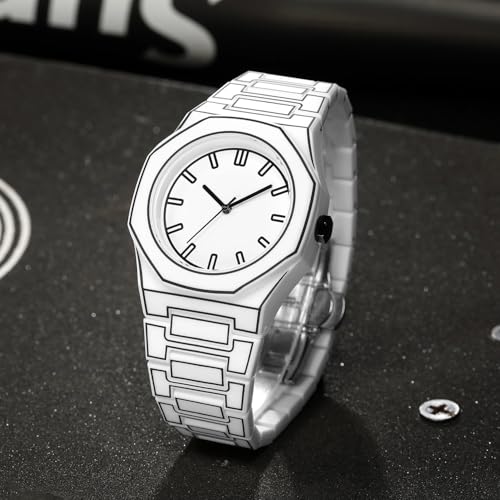 Image of Shocknshop Minimalist Creative Sketch Design Black Analog Plastic Chain Strap Wrist Watch for Men Boys -WCH375