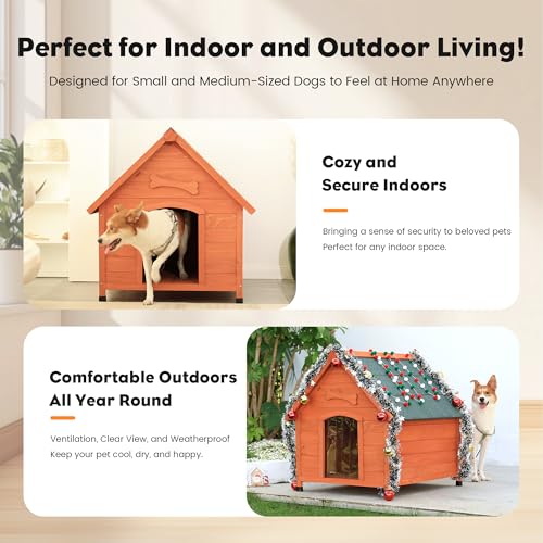 Solid Wood Dog House Comfortable Outdoor Shelter for Medium-Sized and Smaller Dog Sturdy, Durable and Easy to Clean,Can DIY,33.5’’D×30.7’’W×32.3’’H - Image 5