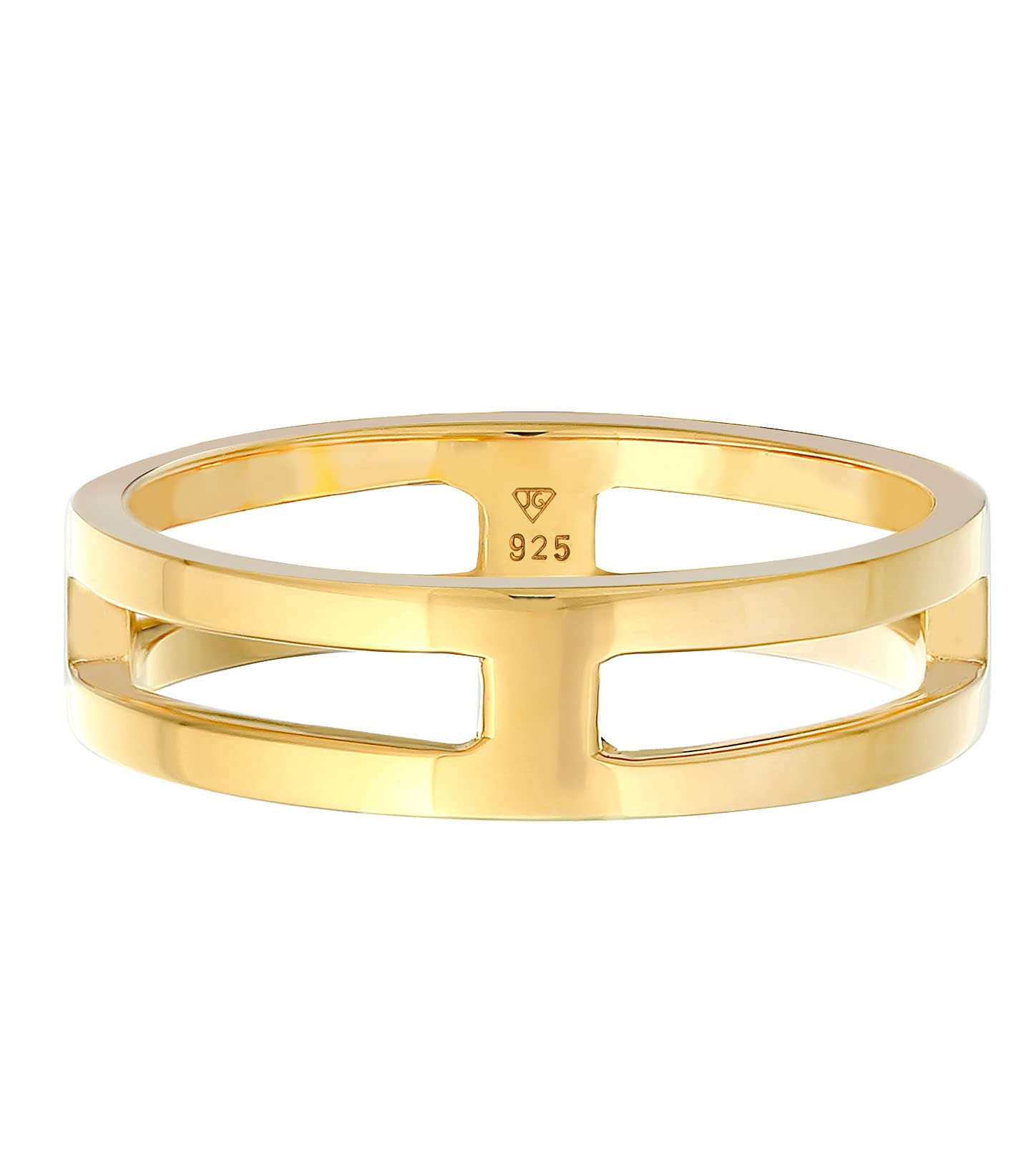 Kuzzoi Anillo de hombre macizo (6 mm), diseño purista, anillo para hombres de plata de ley 925 chapada en oro, anillo de plata pulida, anillo dorado moderno macizo, talla 60-66, 0605612421