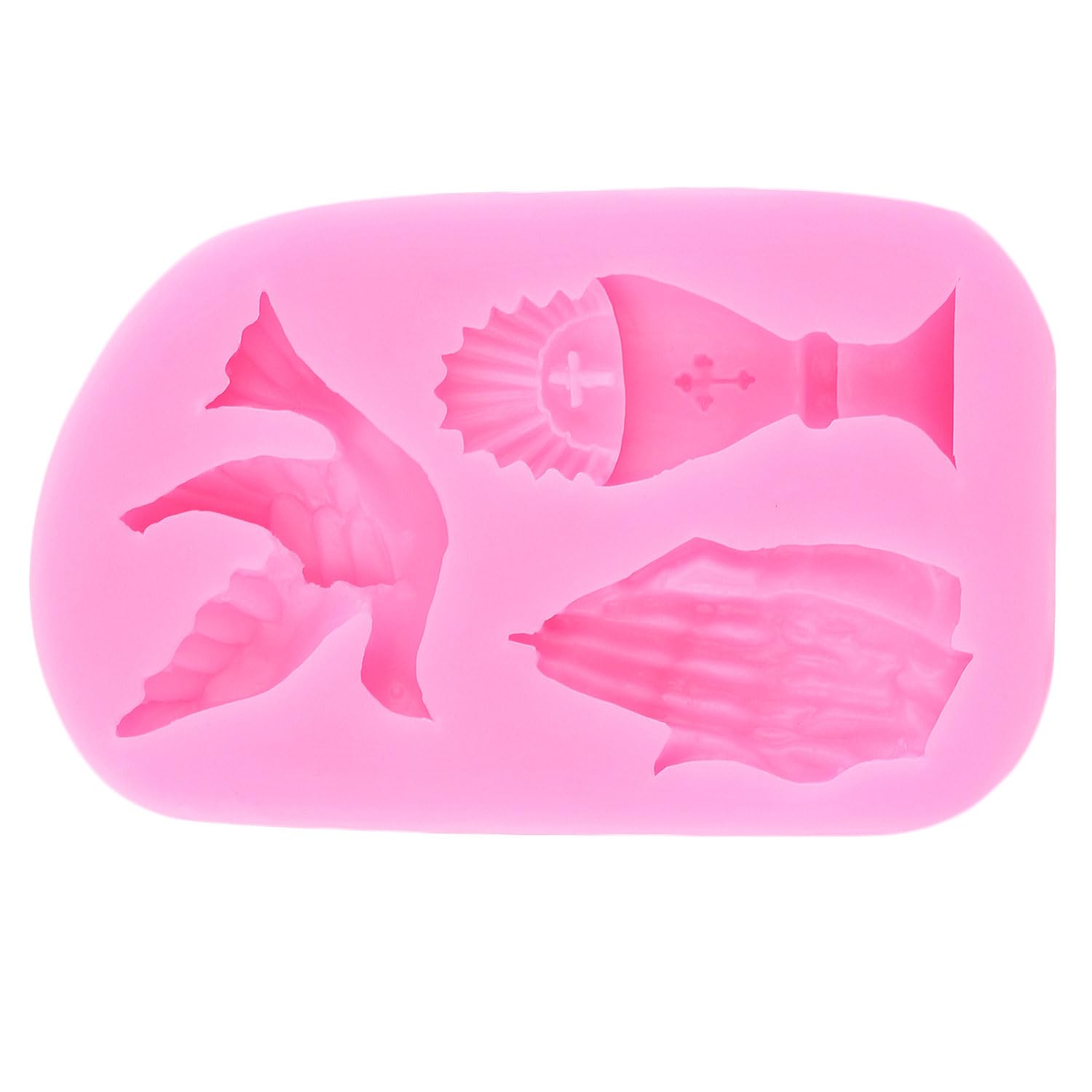 Molde Silicona Comunión - Manos Rezando Y Paloma, Para Fondant, Chocolate, Arcilla