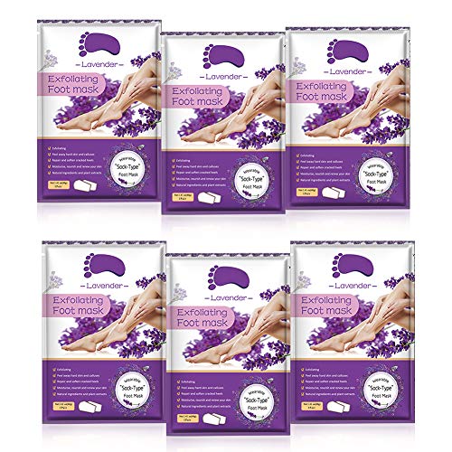 MOSCHOW Foot Peel Mask 6 Pack, Peeling Away Calluses and Dead Skin Cells Make Your Feet Baby Soft Exfoliating Foot Mask Repair Rough Heels Get Silky Soft Feet (Lavender)
