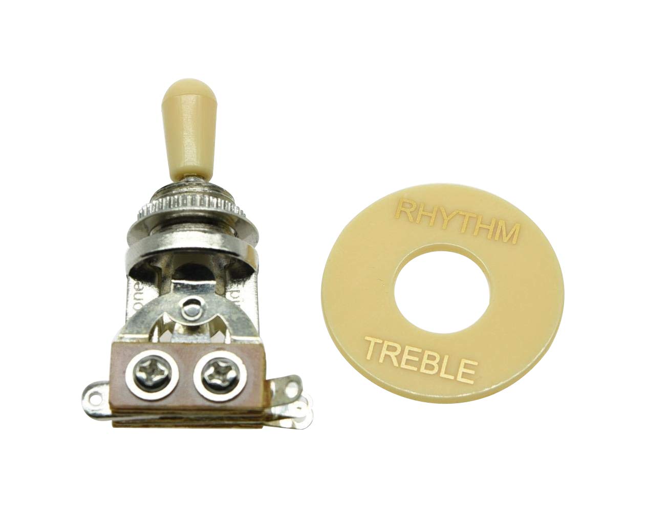 KAISH LP Guitar 3 Way Toggle Switch Chrome with Cream Tip and RHYTHM TREBLE Plate for Les Paul