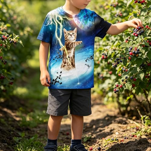 Image of Hgvoetty Boys Girls Graphic T-Shirts Kid 3D Casual Tops Tees for 6-16 Years | Youth Novelty Shirts, Bright Eye-Catching Design, Lightweight and Soft Material, Suit for Daily Sport, Party and School Wear