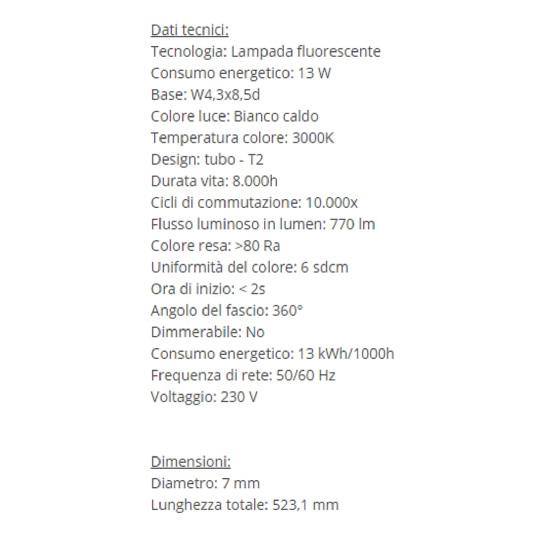 Neon MINI T2 FM 13W/830 52 centimetri LUCE CALDA 3000K COMPATIBILE