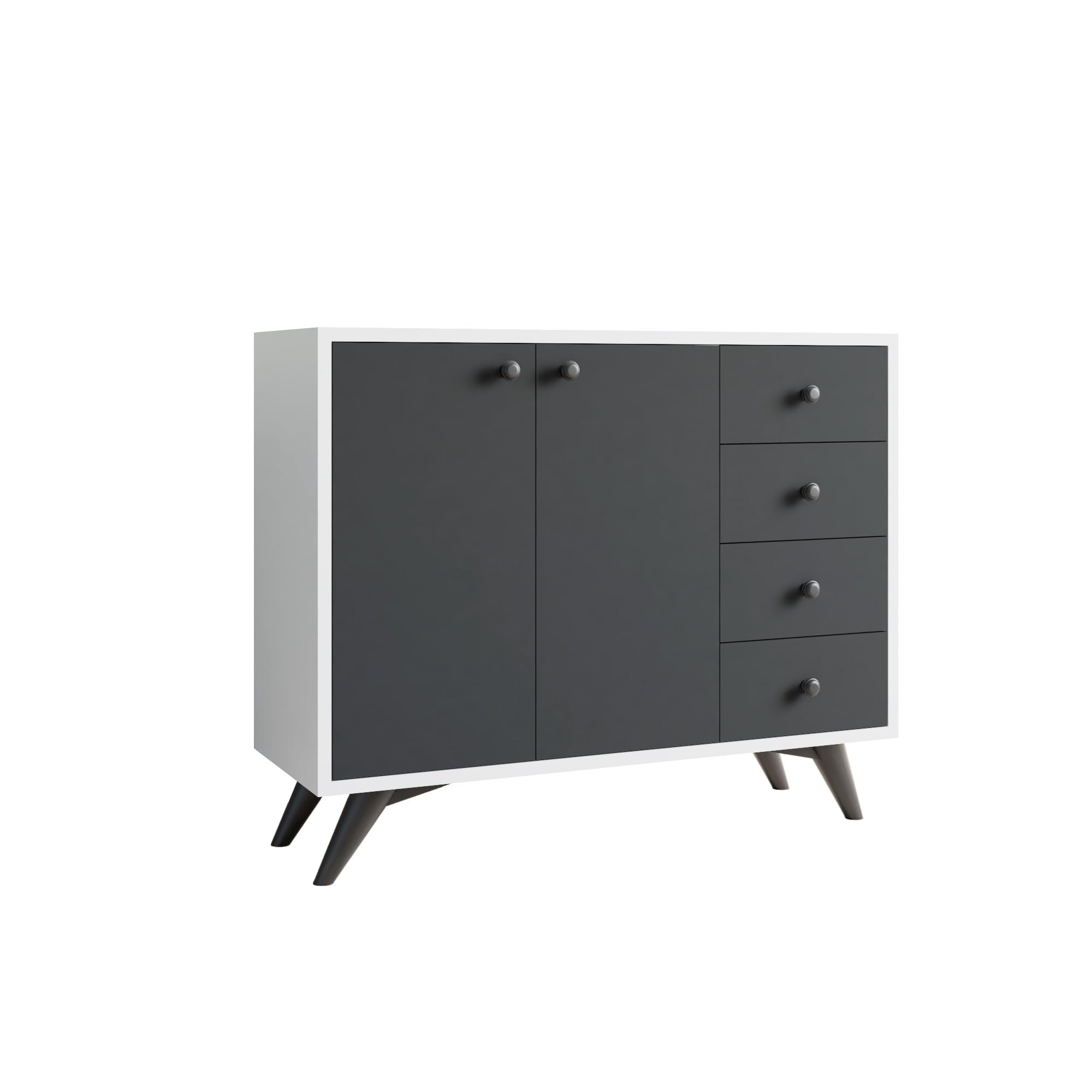 Hanah Home Waga White Anthracite con estantes estables de alta capacidad