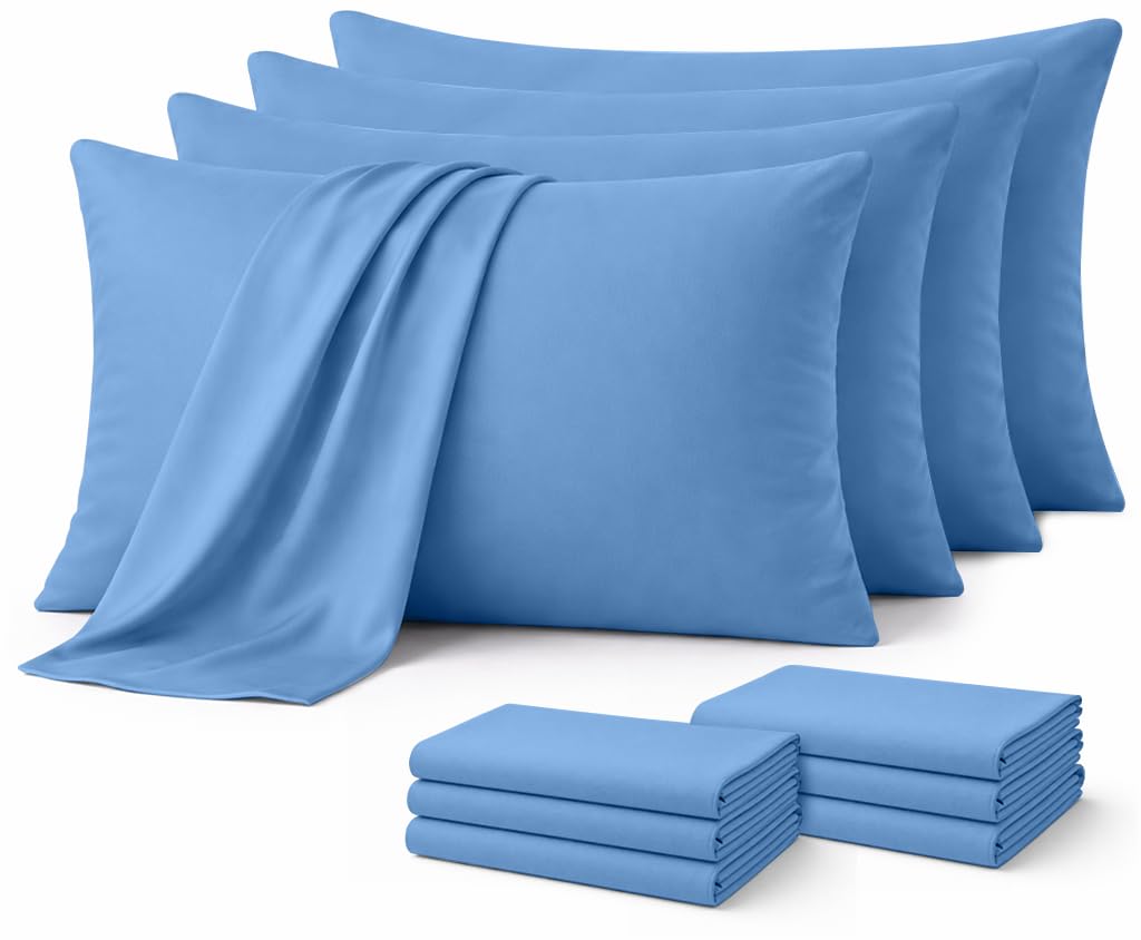 Aspire Homeware Sky Blue Pillow Cases 10 Pack – 100% Brushed Microfiber Premium Pillowcases Super Soft Envelope Closure Pillow Cover (50x75cm) — image 1