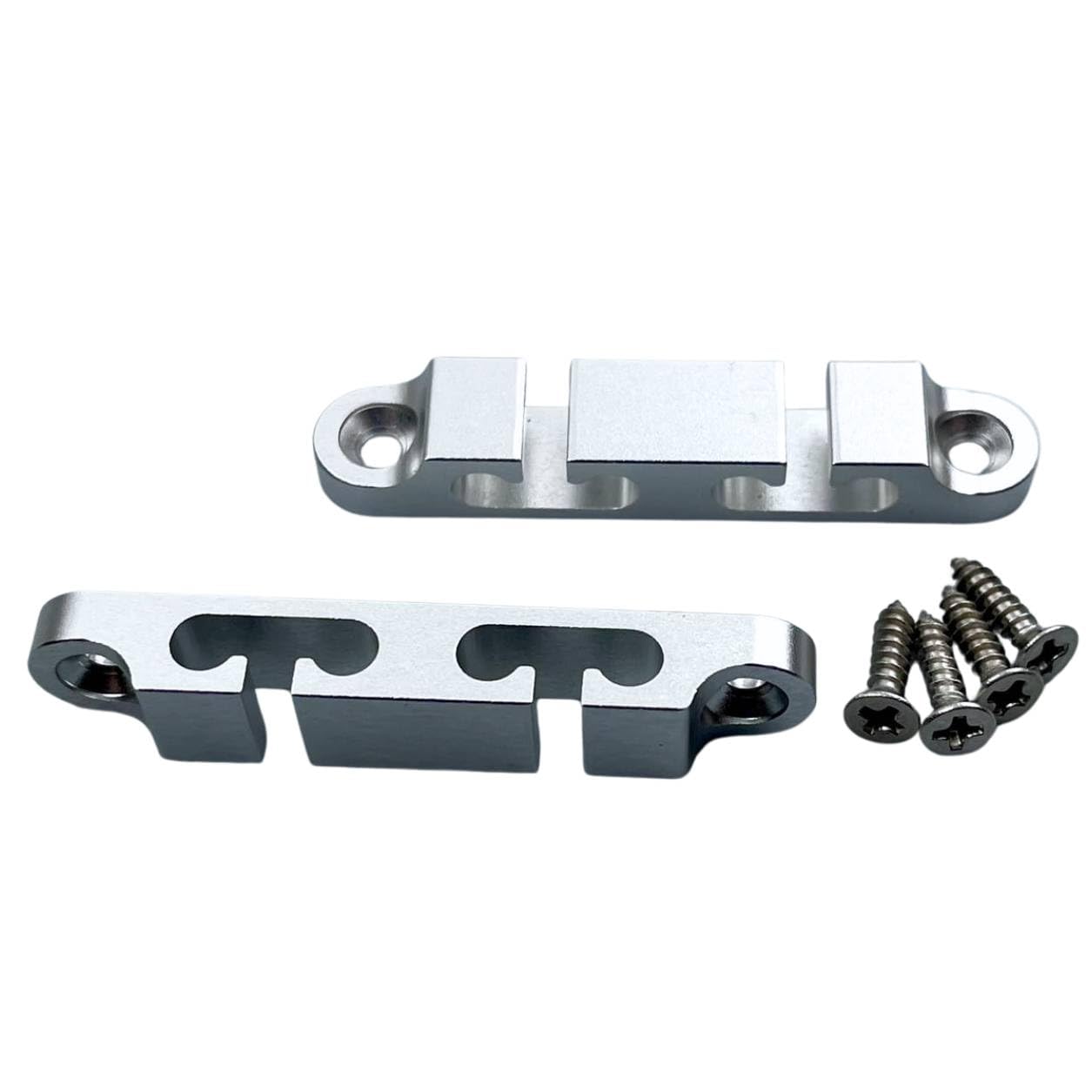 KHLESBY 2Pcs 4-String Retainer/String Guide Aircraft Aluminum for Electric Bass Head Retainer String Tree String Buckle Guide Groove Bass String SR5 (Satin Chrome)