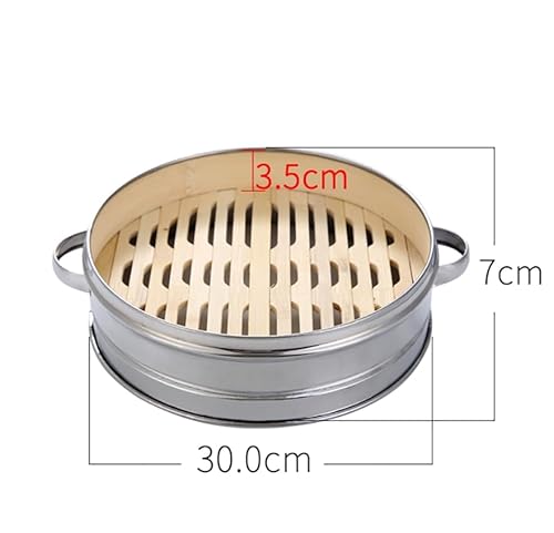 Luminexia Bamboo Steamer With Stainless Steel,2 Tier Bamboo Steamer Basket,Chinese Food Steamer With Lid,Steaming Basket Steamer Basket Rice Cooker For Rice Vegetables Meat Fish Dumplings Dim Sum - Image 3