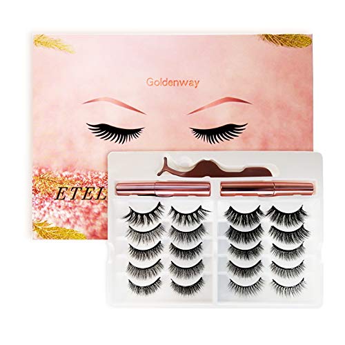 Magnetic Eyelashes, Upgraded Full Eye Magnetic False Lashes, Easy to Wear (10p lashes with eyeliner)