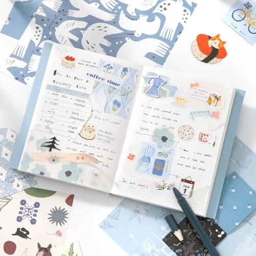 Image of VIBE VISTA Vintage Aesthetic Scrapbook Kit, 346 Pcs, A6 Grid Notebook, Washi, Envelopes, Scrapbook Papers, Folding Labels, Background Papers, Photo Frames, Calendar Stickers, Stickers (Daily Bloom)