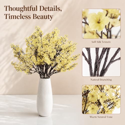 Image of Mandy's 6 Bundles Artificial Light Yellow Baby's Breath Flowers