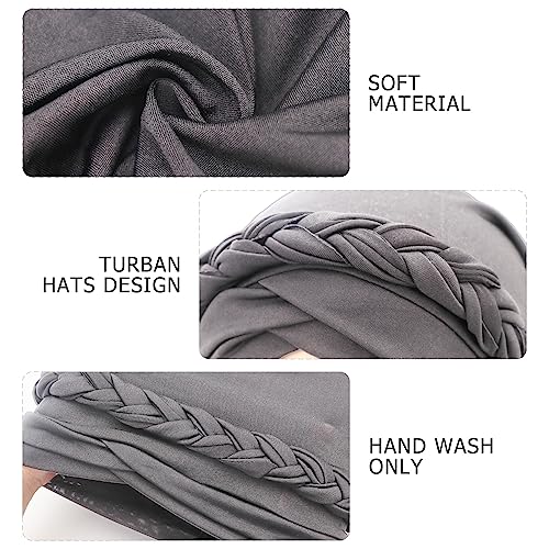 Image of DRESHOW Turban Pre-Tied Twisted Hat Thread African Head Wraps for Black Women Chemo Cancer Cap Braid Hair Cover