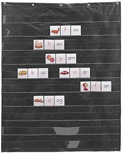 Venus valink Learning Resources Standard Pocket Chart Education for Home Scheduling Classroom, 10 Giant Easy Mounting Transparent Pocket Insert Card Teaching Foldable Display Chart Hanging Bag