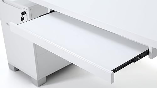 Miniatura 9 de Zuri Furniture - Escritorio ejecutivo moderno Ford de 79 pulgadas con archivadores, color blanco Blanco,Madera