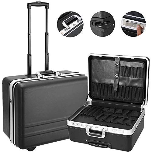 Voluker Maleta para Herramientas"Basic" Vacía,Maleta Portaherramienta con Ruedas,Bloqueo de Contraseña,Compartimiento Ajustable,Correa Ajustable, 51 x 40 x 28 cm