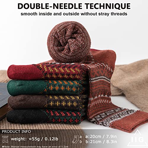 IIG 3-6 Pairs Men Dress Cotton Socks Funky Colorful Pattern Wool Crew Socks2