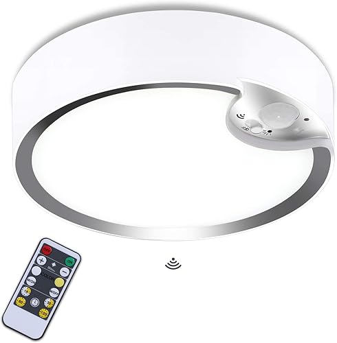 Miniatura 1 de Lightess Luces de techo LED con sensor de movimiento, funciona con pilas, moderna luz regulable con control remoto, para dormitorio, baño, armario,