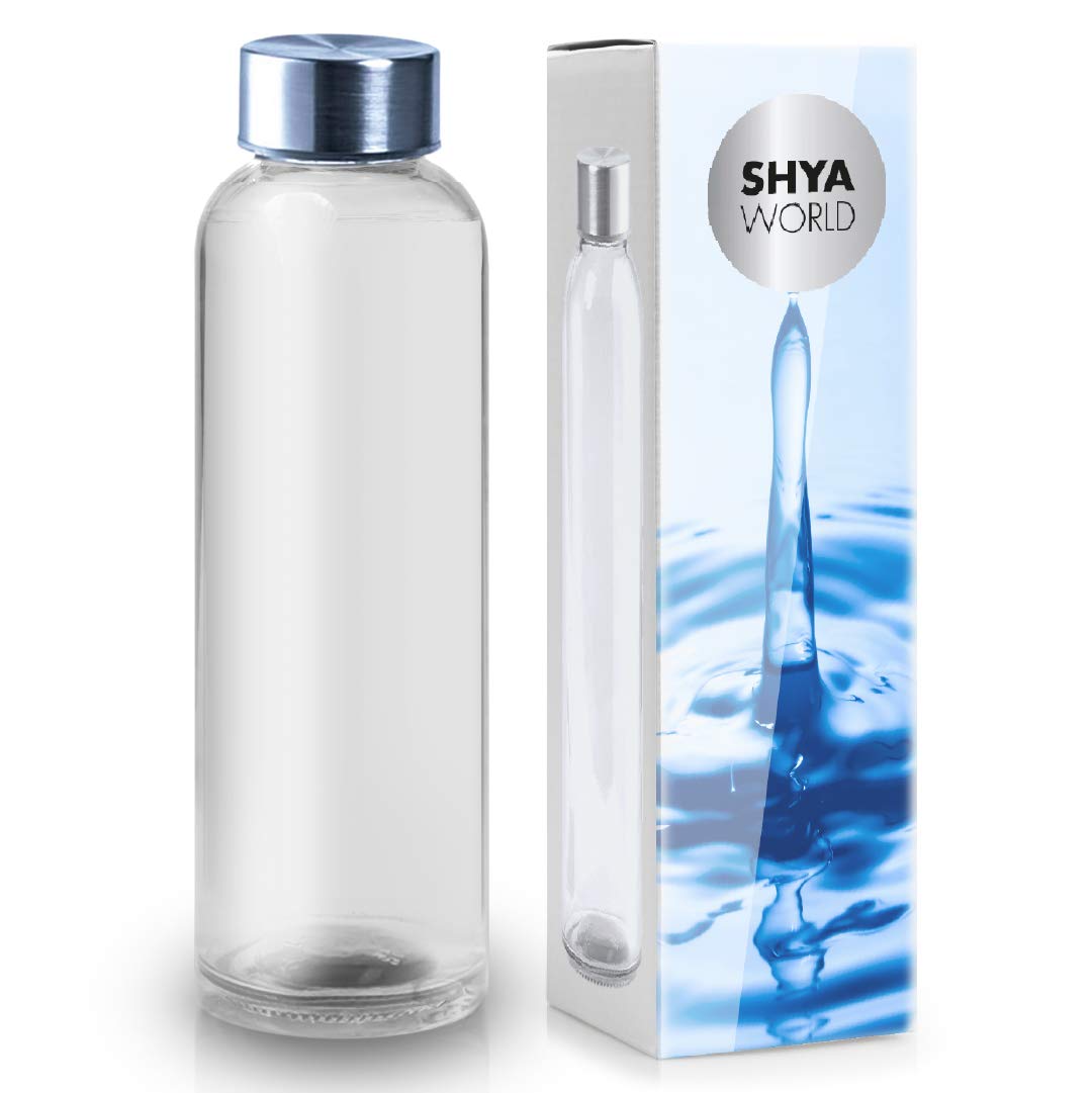 ShyaWorld Glas-Trinkflasche – 500 Ml, Transparent Mit Edelstahlverschluss, Einzeln Verpackt