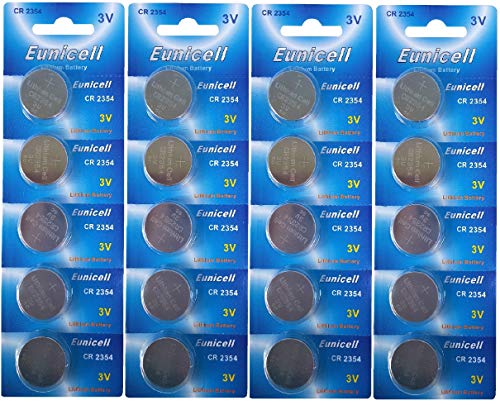 Eunicell Lot de 20 piles bouton au lithium CR2354 sans rainure de cavité 3 V (4 paquets de 5 piles) jetables Cover