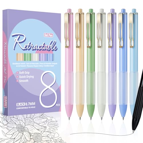 KERIFI Black Gel Ink Pens with Soft Grip, 0.7mm Smooth