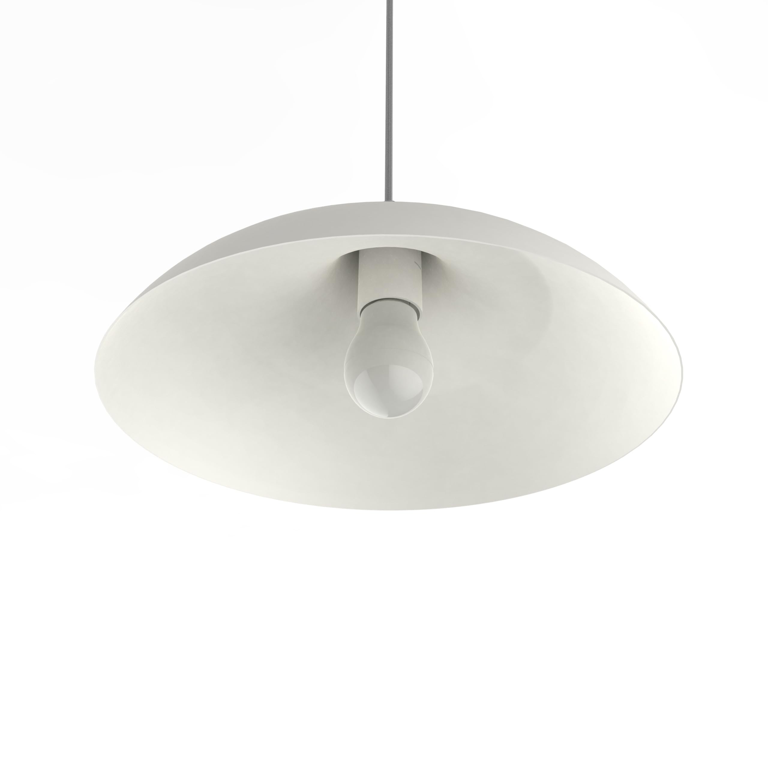 L+ Lampadario soggiorno, in metallo, forma campana, Lampadario cucina moderno, diametro 40cm, made in Italy, bianco opaco