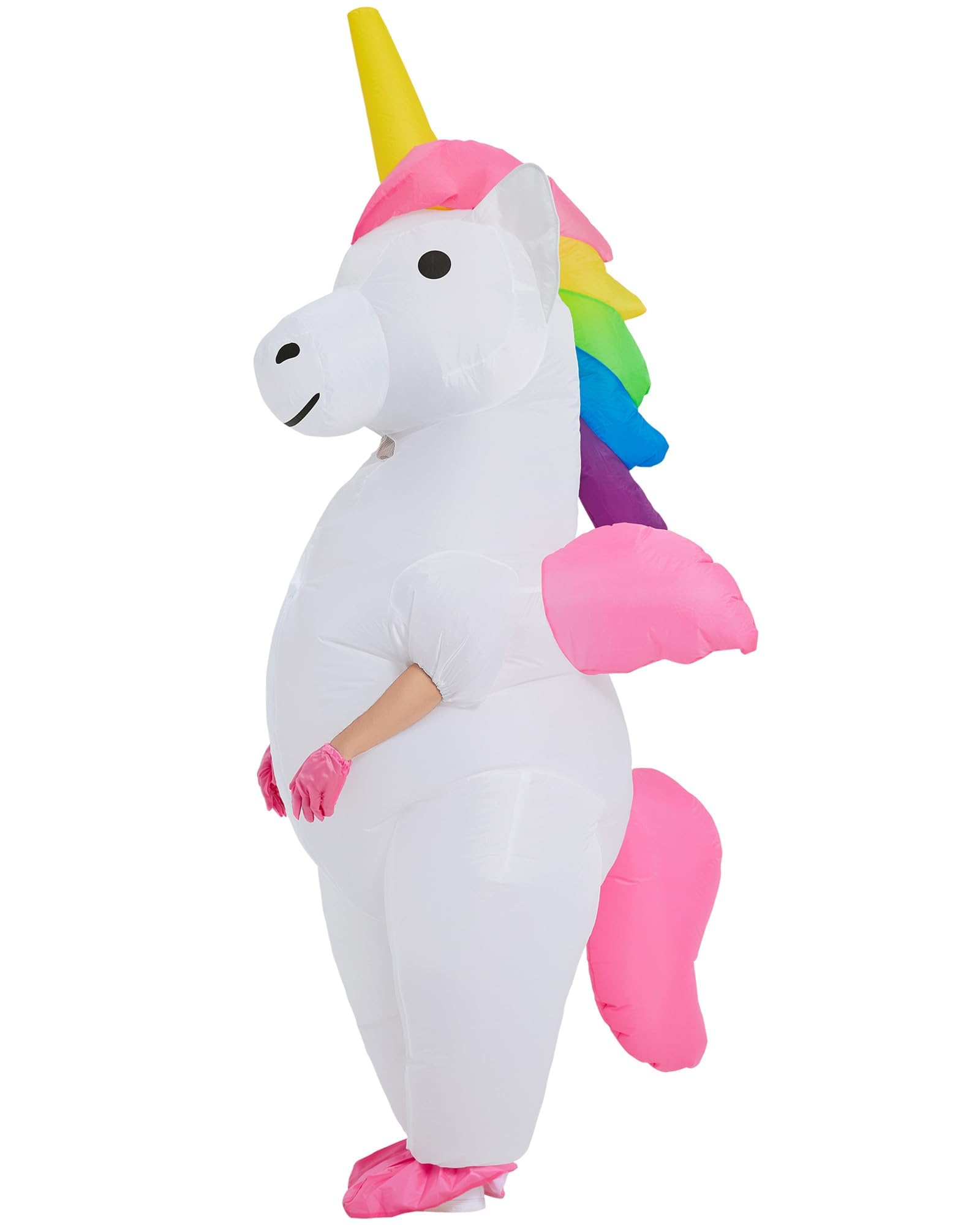 Disfraz inflable de unicornio arcoíris alado, talla adulto, disfraz inflable para Halloween, fiesta de cosplay (blanco)