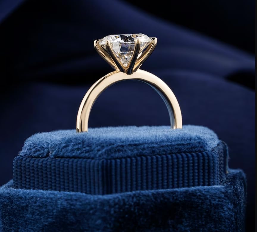 Moissanite Stone Ring Moissanite Gold Ring For Women Gold Ring For Women Moissanite Diamond ? Ring Diamond Ring 2.5 Carat Moissanite Diamond Stone Yellow Gold Ring For... - Image 6