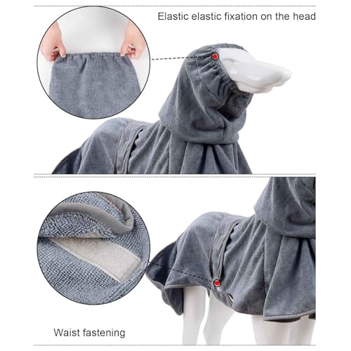 PJDDP Hundebadetuch Extra Saugfahig, Verstellbares Halsband Und Taille Bademantel Gross,Dryup Cape, Geeignet Für Große Und Mittlere Hunde,XL