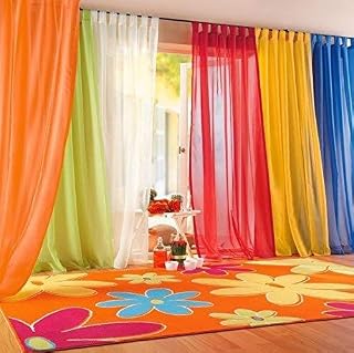 IYUEGO Rainbow Color White Sheer Curtain Draperies with Multi Size Customs 42" W