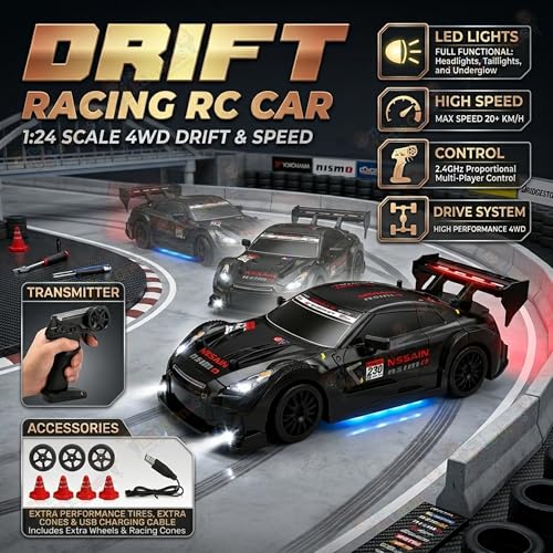 Image of TheLittleOnes 4x4 Rc Drifting Car - Rc Drift Cars High Speed Remote Control Drift Car 2.4GHz Remote Control Drift Stunt Off Road Cars 360 Rotation Toys For Kids & Adults Boys & Girls [ShadowDrift Pro