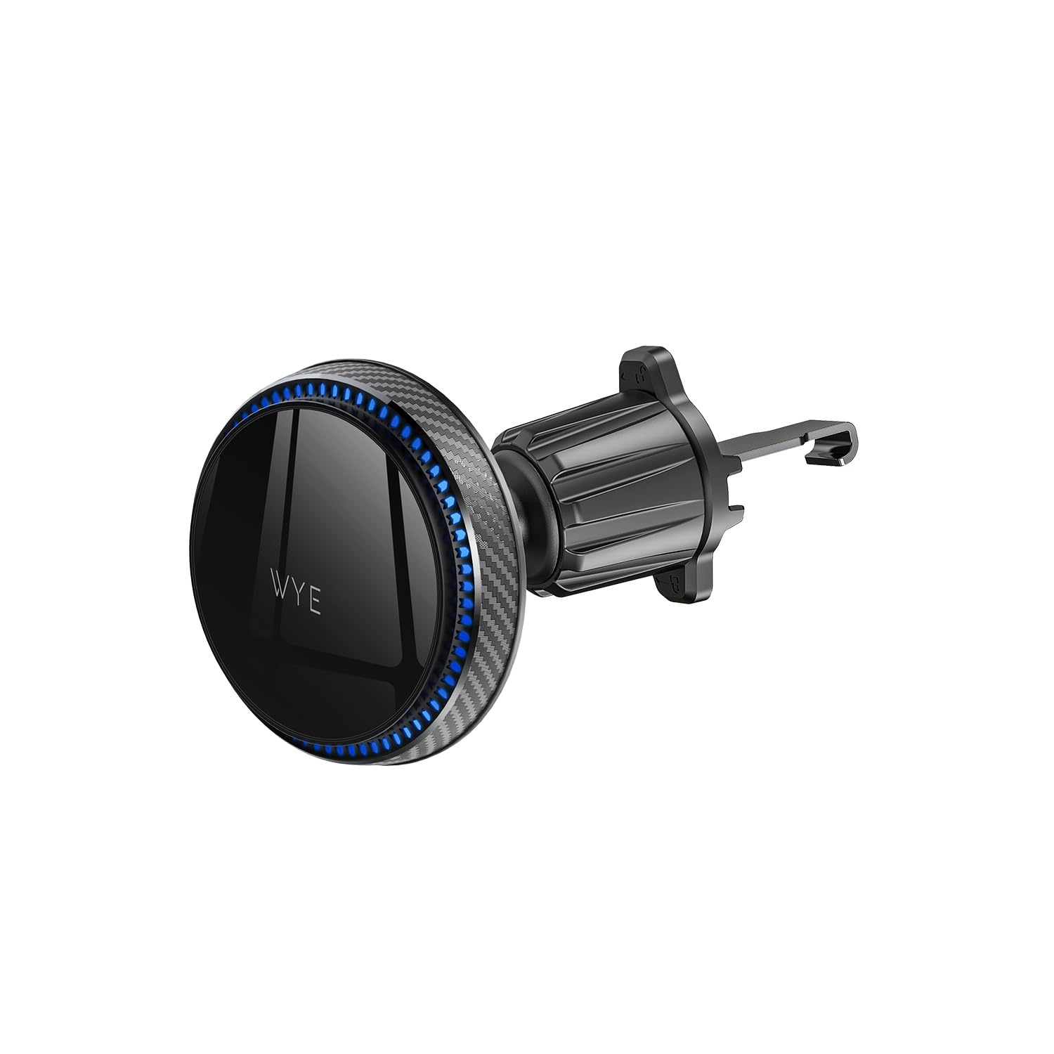 WYE Supporto per bocchetta dell'aria da 15 W, ricarica wireless veloce, magnete MagCharge, girevole a 360°, indicatore di carica LED, adatto per dispositivi da 6,1 a 6,9 pollici (nero)