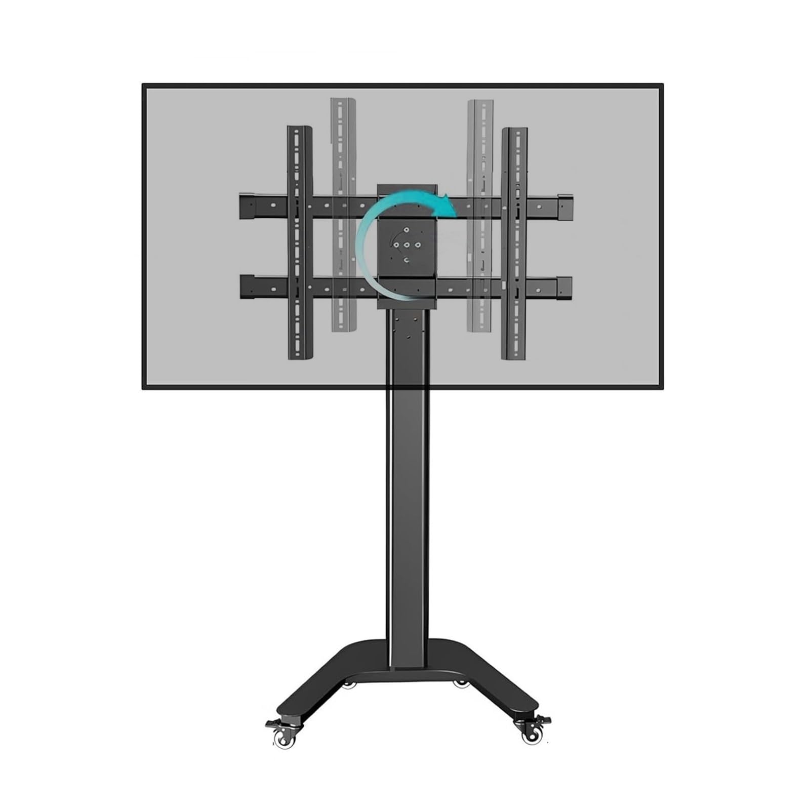 HPTHLY Portable Tv Floor Stand - Mobile Tv Cart Stand With Wheels, 360° Free Rotation Casters Tv Lift, Horizontal And Vertical Screen Switching Universal Rolling Floor Stand Cart