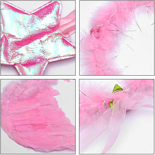 KESYOO 3 Pcs Halloween Traje Do Anjo Cosplay Asas de Anjo Estrela Fada Varinha Anjo Halo Headband Fe
