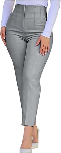 Miniatura 1 de Uillui Pantalones de vestir para mujer, de negocios, casual, cintura alta, para trabajo, oficina, ajustados, con control de abdomen, pantalones