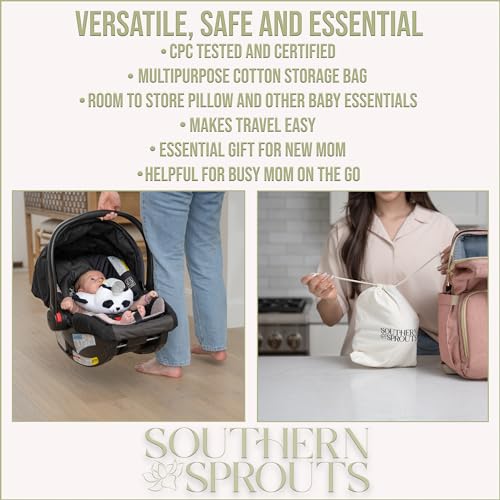 Self Feeding Baby Bottle Holder Cushion - Adjustable Hands Free Bottle Propper for Baby Boy & Girl- Portable Soft Bottle Feeding Pillow for Newborn with Side Handles & Cotton Storage Bag