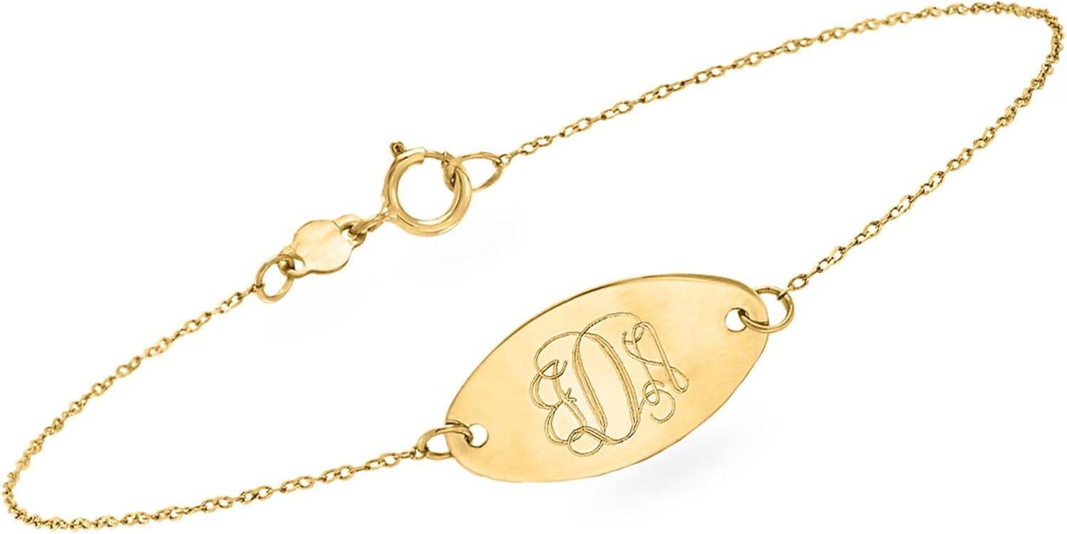 Pure Collection by Ross-Simons Italian 14kt Yellow Gold Personalized Oval Disc Bracelet