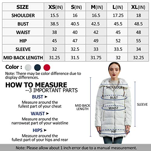 Ikazz Women's Waterproof Ski Down Jacket, Extremely Cold Wear Insulated Windproof Mountain Snow Big Casual Heavy Duty Jacket Warm Winter Vegan Coat Superior Down Parka With Large Brim Hood, Navy Xl #TOP1