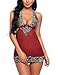 Avidlove Women V-Neck Lingerie Lace Babydoll Mesh Chemise Nightwear Outfits Dark Red XXL