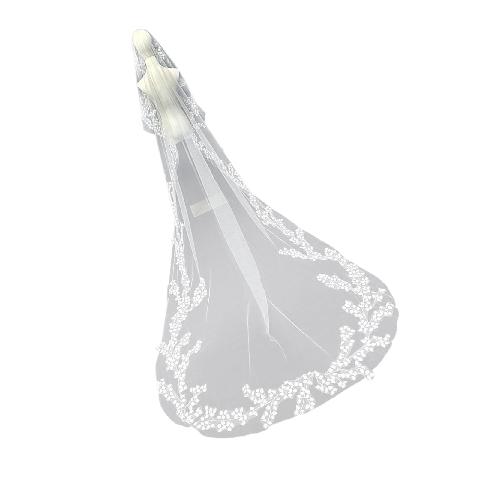 Voile de mariée cathédrale long sol accessoire de mariage cheveux 1 niveau - 8