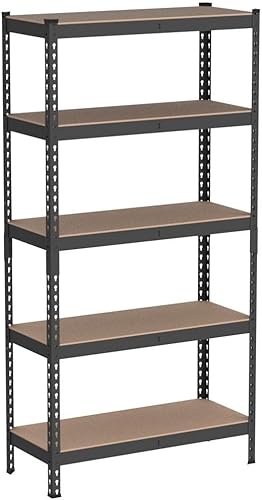 Miniatura 5 de SONGMICS Estantes de almacenamiento de 5 niveles, carga de 2310 libras, juego de 2 almacenamiento de garaje, montaje sin tornillos, unidad de