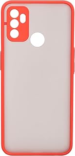 جراب ضهر بتصميم سادة من البولي اليوريثين الحراري لهاتف سامسونج جلاكسي A53 - شفاف/احمر، حافظة حماية أساسية