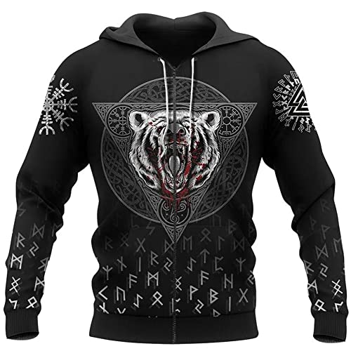 Sweat Viking symbole runes veste entraînement zippée grande taille