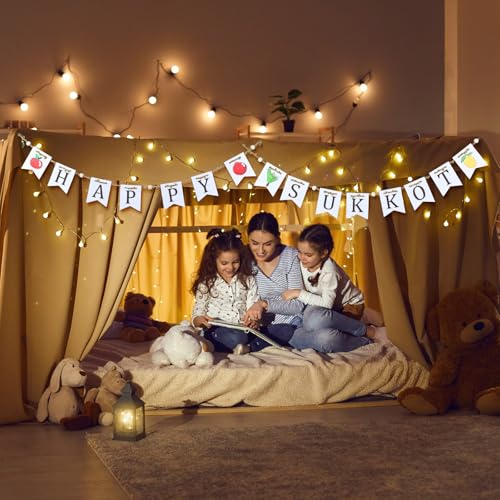 Bannière rustique pour décorations de succot avec plateau à perles