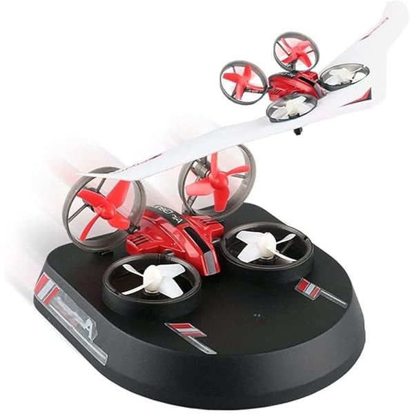 AUNEVN Tre Lägen För Sjö-, Land- Och Luftfjärrkontroll Båt Quadrocopter 2.4G Rc-Fartyg Elektriskt Rc-Flygplan Trådlöst Tre-I-Ett-Drönare Sommar Utomhusvattenleksaker Barngåvor