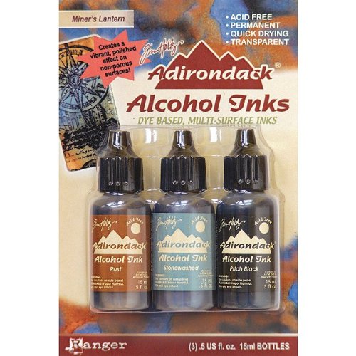TAK-20721 Tim Holtz Alcohol Ink .5oz 3/Pkg-Miners Lantern-Rust/Stonewash/Pitch Blk