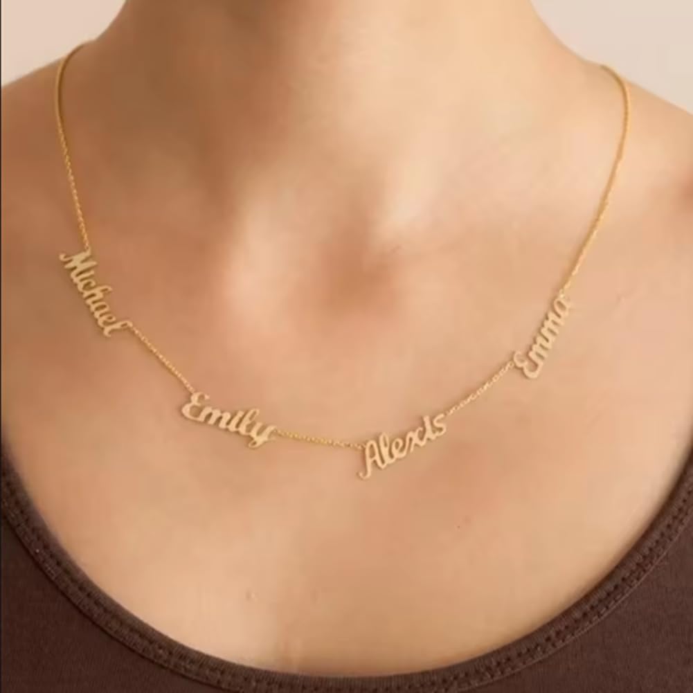 925 Sterling Silver Personalized Multiple Names Necklace Pendant Custom Made with 4 Names