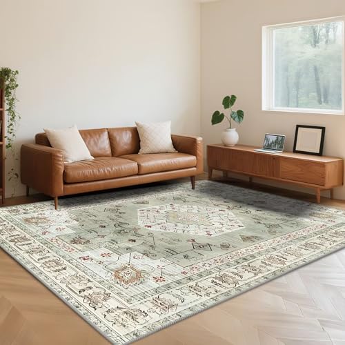 Tapis rétro de qualité supérieure vert et doux pour intérieur